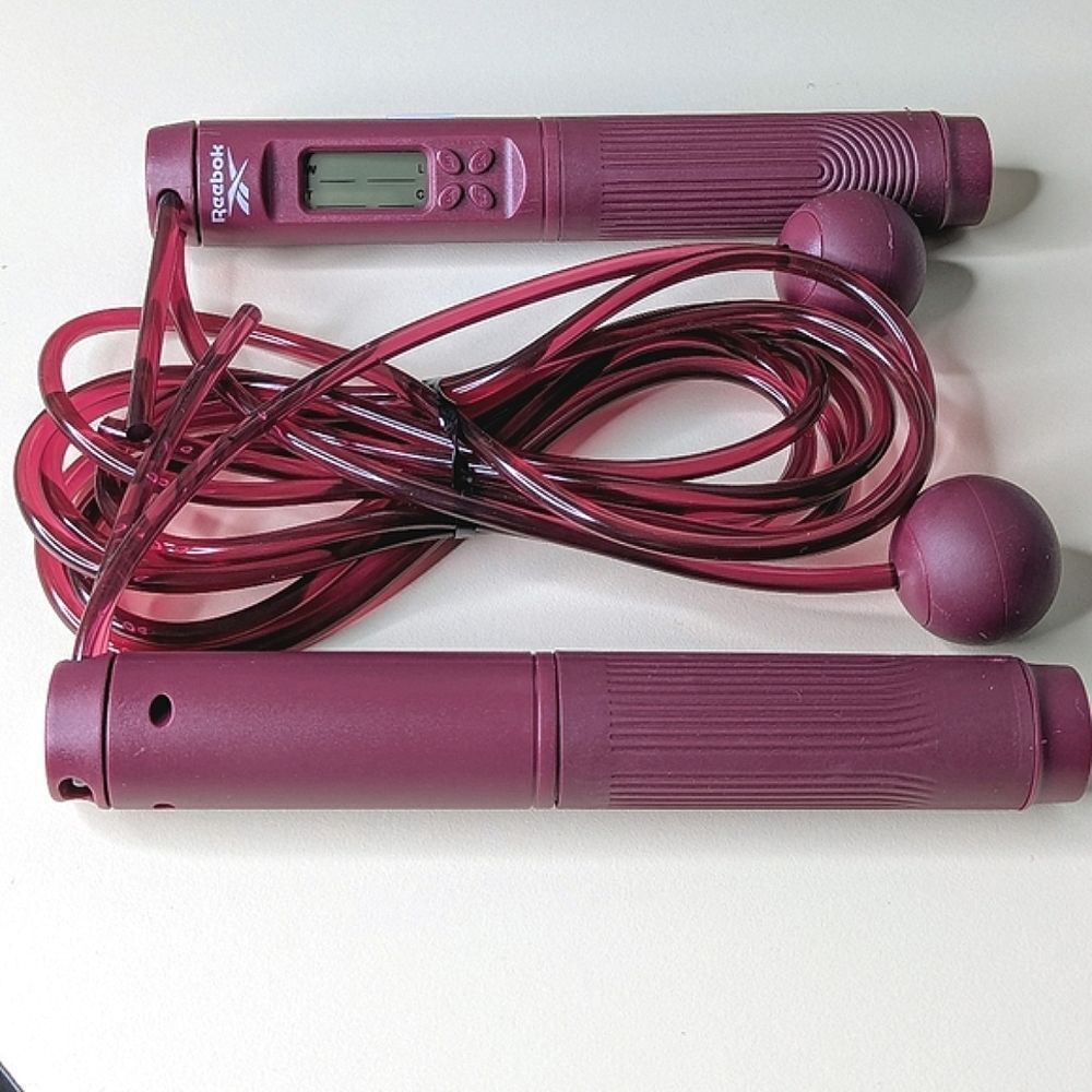 Reebok 2 In 1 Digital Purple Jumprope With Removable Weights & Backlit Screen